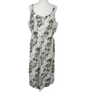 West Loop Green & White palm leaf Tropical Women’s XL Sun Sleeveless‎ Dress